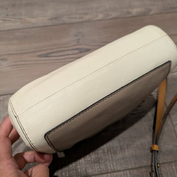 Fossil Chelsea Colorblock Leather Crossbody Bag White Tan ZipTop Everyday Casual - Picture 9 of 11